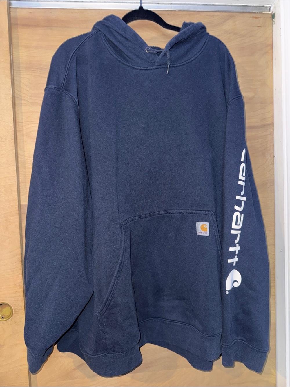 Carhartt Dark Navy Hooded Sweatshirt with Sleeve Logo